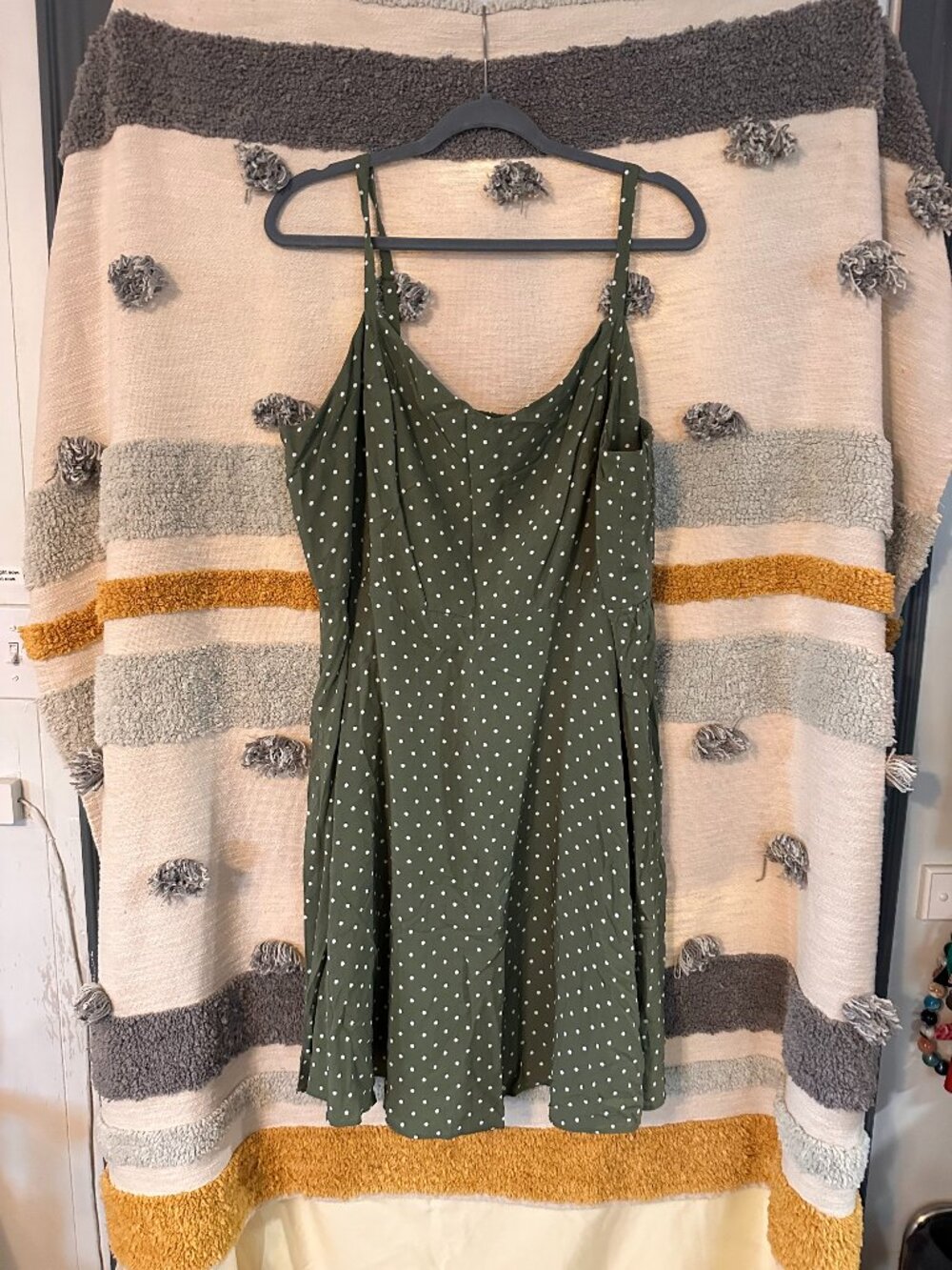 Old Navy Polka Dot Cami Fit & Flare Mini Dress Olive Green - XXL